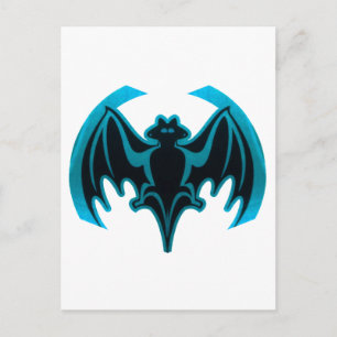 Postal Bat Cyan El MUSEO Regalos Zazzle
