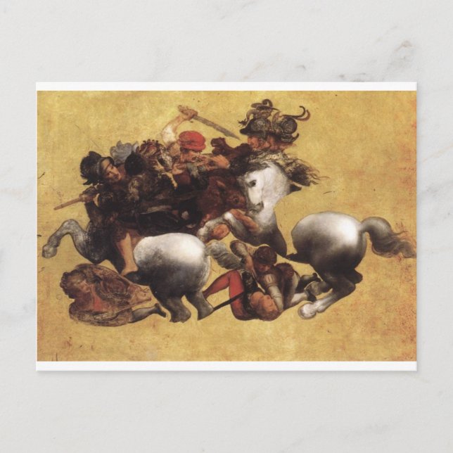 Postal Batalla de Anghiari por Leonardo da Vinci (Anverso)