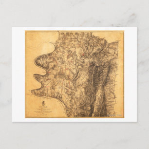 Postal Batalla de Antietam - Mapa Panorámico de Guerra Ci