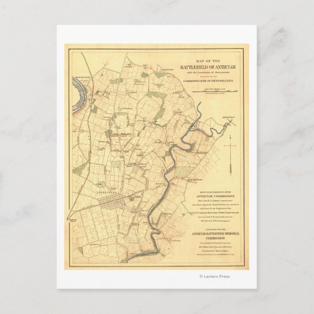 Postal Batalla de Antietam - Mapa Panorámico de Guerra Ci (Anverso)