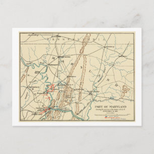 Postal Batalla de Antietam - Mapa Panorámico de Guerra Ci