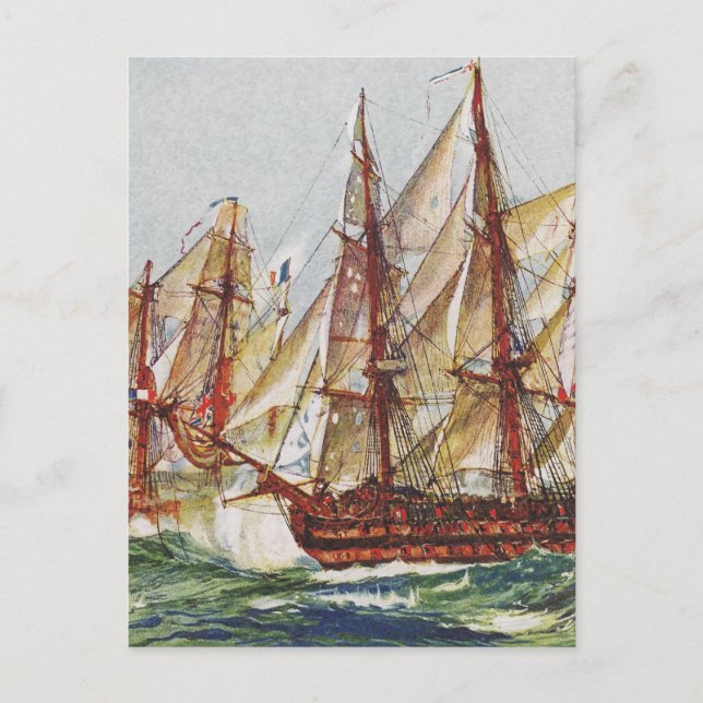 Postal Batalla de barcos de Trafalgar (Anverso)