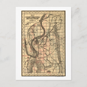 Postal Batalla de Chickamauga - Mapa Panorámico de la Gue