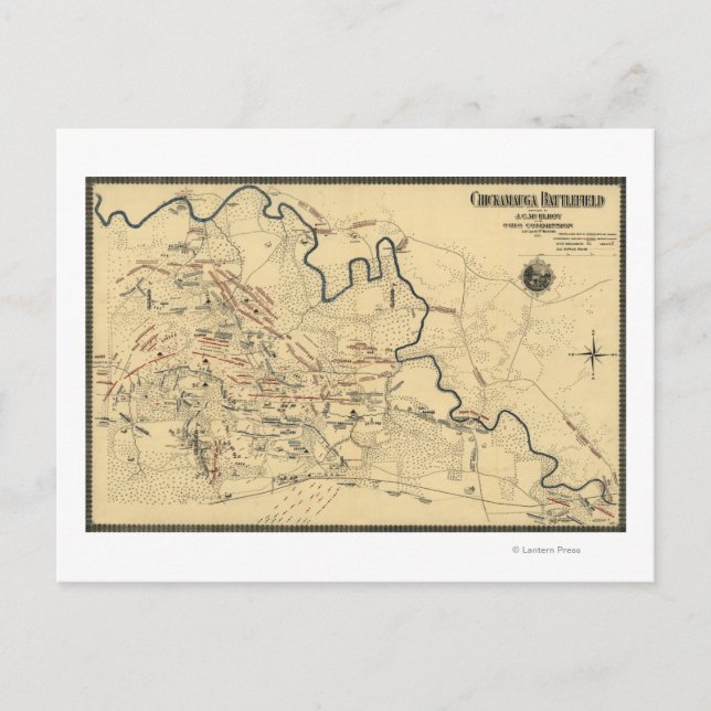 Postal Batalla de Chickamauga - Mapa Panorámico de la Gue (Anverso)