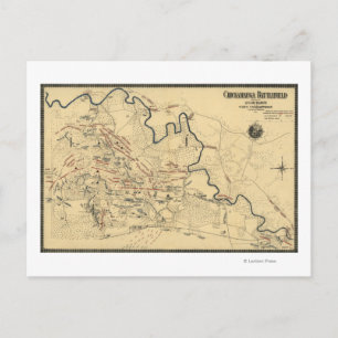 Postal Batalla de Chickamauga - Mapa Panorámico de la Gue
