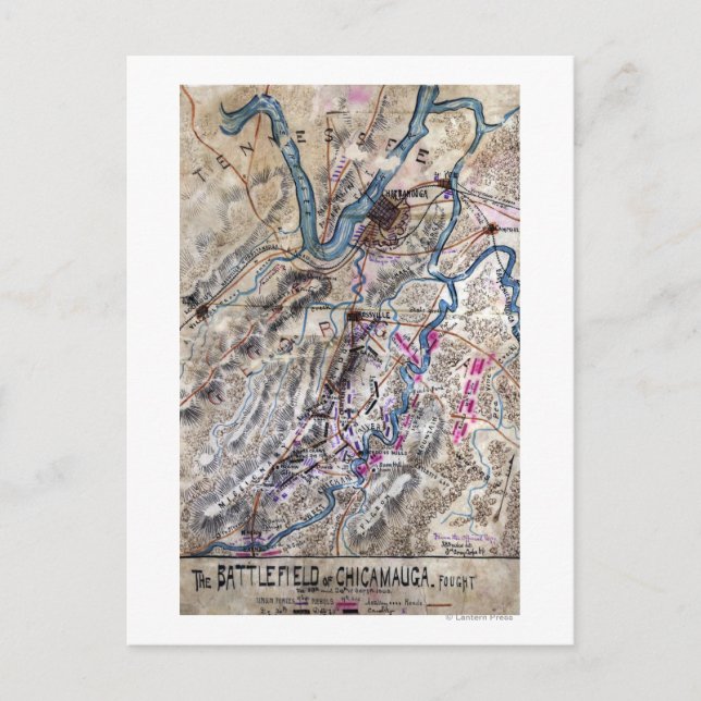 Postal Batalla de Chickamauga - Mapa Panorámico de la Gue (Anverso)