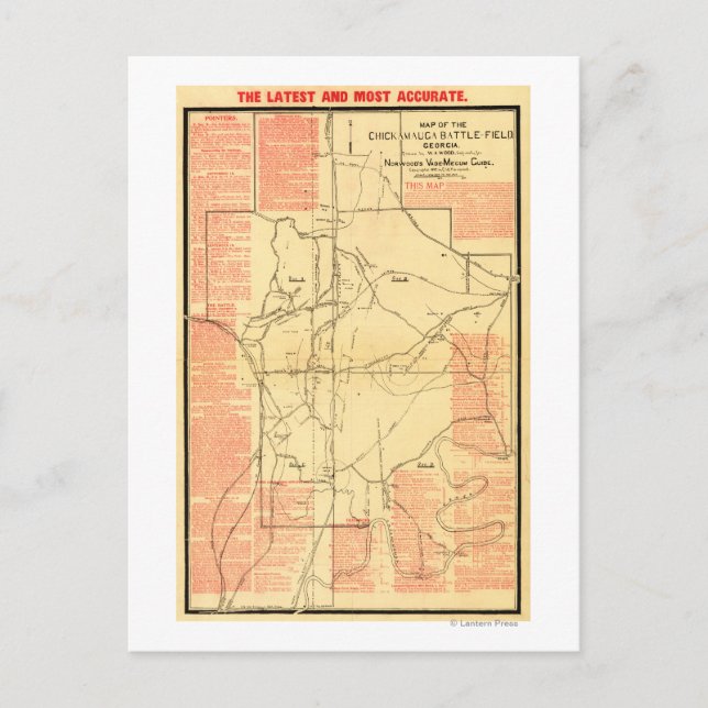 Postal Batalla de Chickamauga - Mapa Panorámico de la Gue (Anverso)