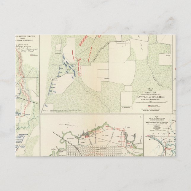 Postal Batalla de Corinth Iuka Bayou Fourche (Anverso)