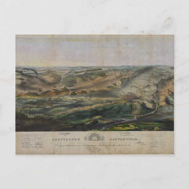 Postal Batalla de Gettysburg por John Bachelder 1863 (Anverso)
