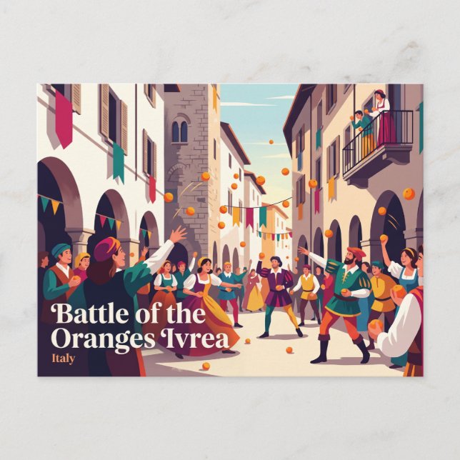 Postal Batalla de las Naranjas Ivrea Italia (Anverso)