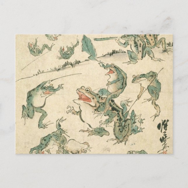 Postal Batalla De Las Ranas - Kawanabe Kyosai (Anverso)