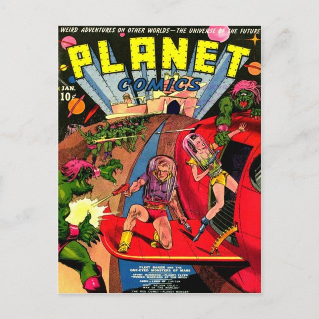 Postal Batalla de los monstruos espaciales de un ojo (Anverso)