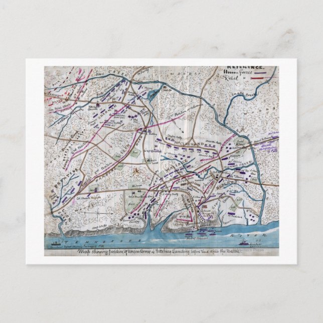 Postal Batalla de Shiloh - Mapa Panorámico de la Guerra C (Anverso)