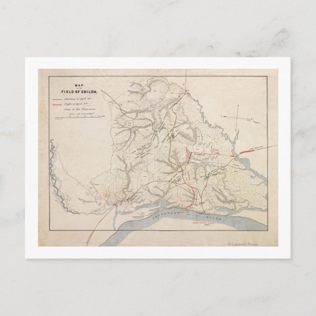 Postal Batalla de Shiloh - Mapa Panorámico de la Guerra C (Anverso)