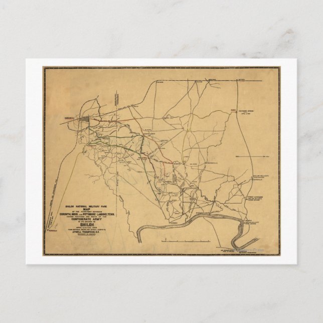 Postal Batalla de Shiloh - Mapa Panorámico de la Guerra C (Anverso)