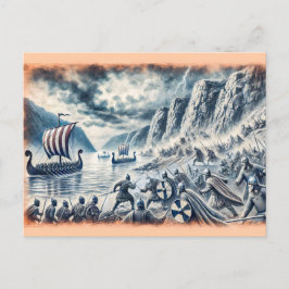 Postal Batalla de Stiklestad en dibujo de charlas pastora