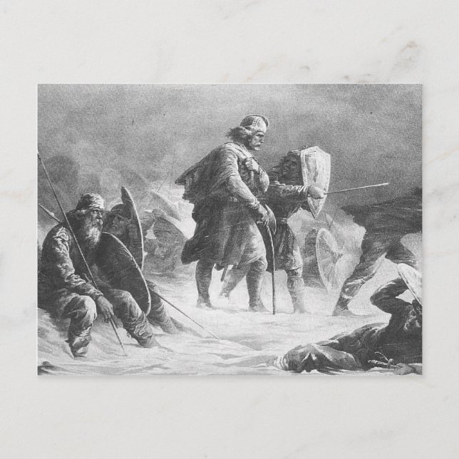 Postal Batalla de Viking por Knud Bergslien (Anverso)