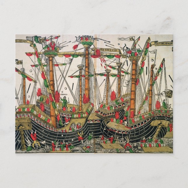 Postal Batalla de Zonchio, 1499 (Anverso)