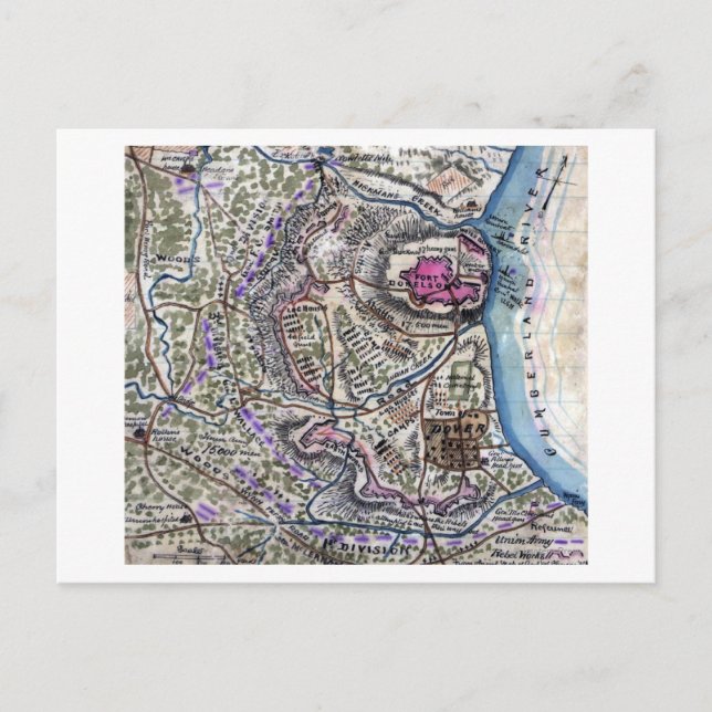 Postal Batalla del Fuerte Donelson - Panorámica de la Gue (Anverso)