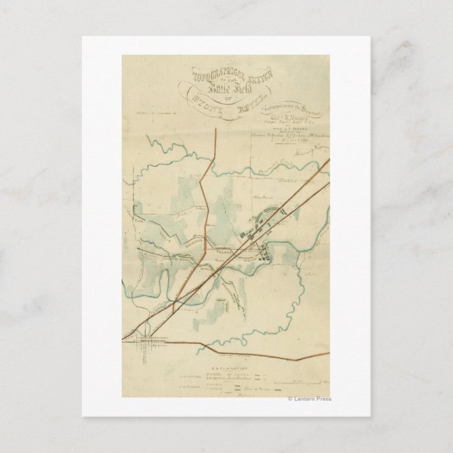 Postal Batalla del río Stones - Guerra Civil Panorámica (Anverso)