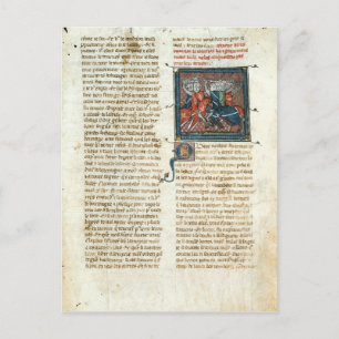 Postal Batalla entre caballeros, de Roman d'Artus