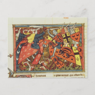 Postal Batalla entre cruzados y musulmanes