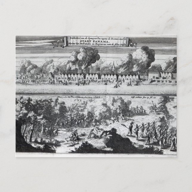 Postal Batalla entre los bucaneros (Anverso)