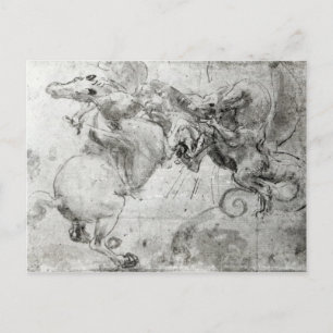 Postal Batalla entre un piloto y un dragón, c.1482