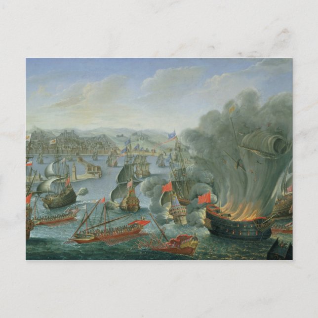 Postal Batalla naval con la flota española (Anverso)