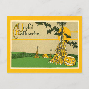 Postal Bate Jack O' Lantern Pumpkin Haystack