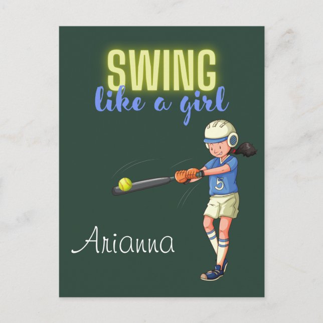 Postal Batea Como Una Niña Softbol   (Anverso)