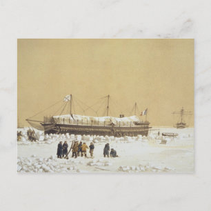 Postal Batería flotante La Tonnante en el hielo antes de
