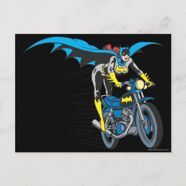 Postal Batgirl sobre Batcycle (Anverso)
