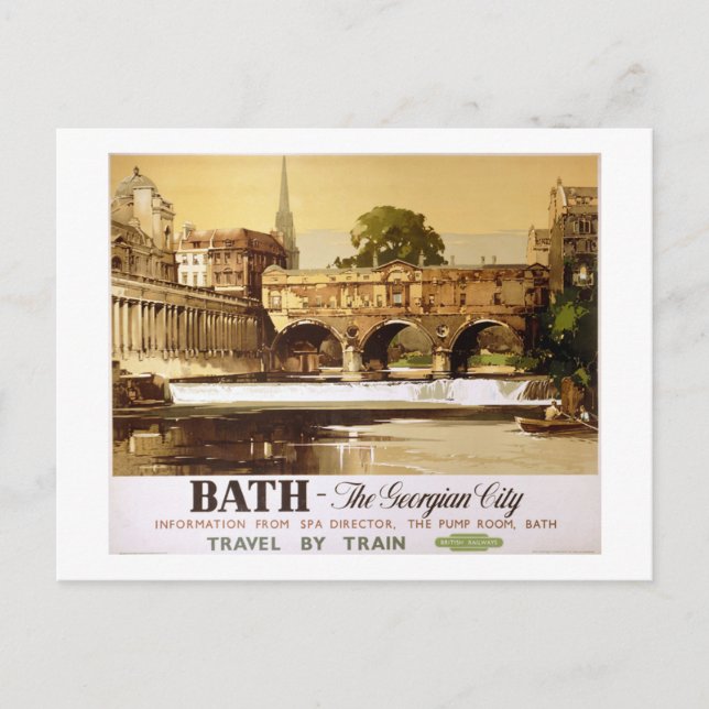 Postal Bath British Railways Vintage Travel Poster (Anverso)