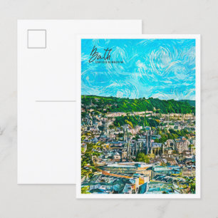 Postal Bath Reino Unido Hermosa Ciudad de pintura al acei