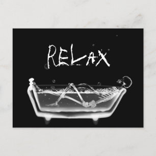 Postal Bath Tub X-Ray Skeleton Blanco y negro
