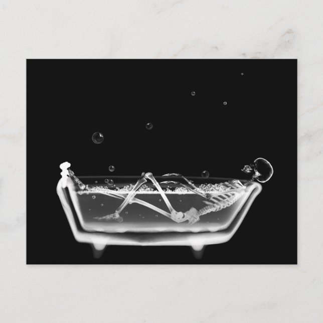 Postal Bath Tub X-Ray Skeleton Blanco y negro (Anverso)