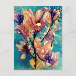 Postal batido de acuarela de la Magnolia japonesa