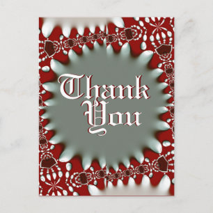 Postal Batik Rojo + Plata Moderno Gracias Postcard