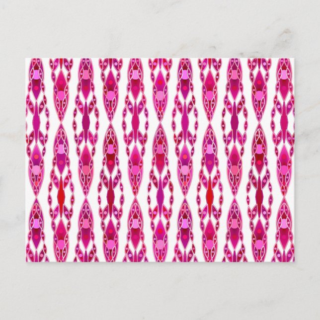 Postal Batik tribal - Borquín y rosa fucsia (Anverso)