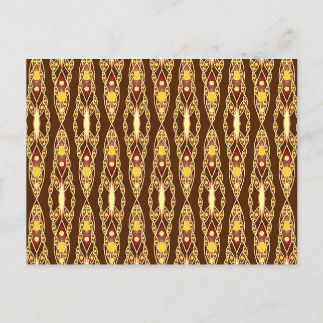 Postal Batik tribal - Marrón chocolate y beige (Anverso)