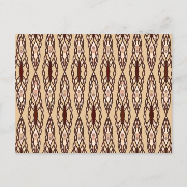 Postal Batik Tribal - Marrón, Marrón Oscuro y Crema (Anverso)