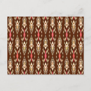 Postal Batik tribal - Marrón, Tan y Coral