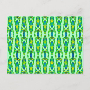 Postal Batik Tribal - Menta, Verde Esmeralda y Azul