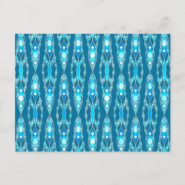 Postal Batik tribal - Ocean Blue y Aqua (Anverso)