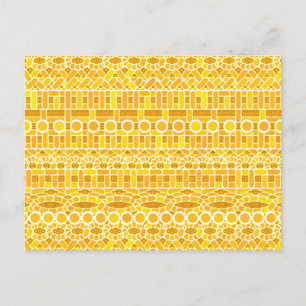 Postal Batik tribal - oro mostaza y naranja