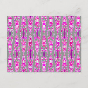 Postal Batik tribal - Rosa de Fuchsia, violeta y gris