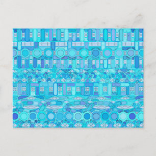 Postal Batik tribal - tonos azules
