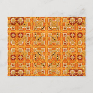 Postal Batik tribal - tonos de ámbar y marrón