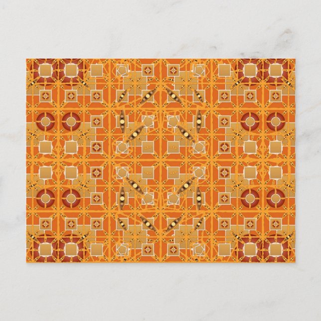 Postal Batik tribal - tonos de ámbar y marrón (Anverso)